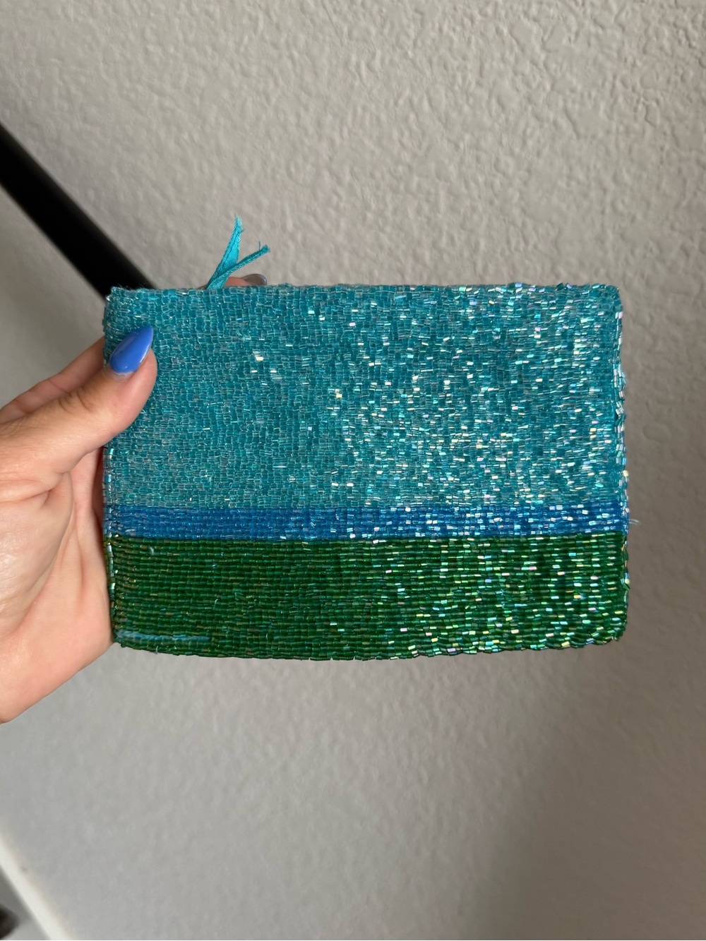 Neiman Marcus Vintage Tri Color Beaded Zip Bag